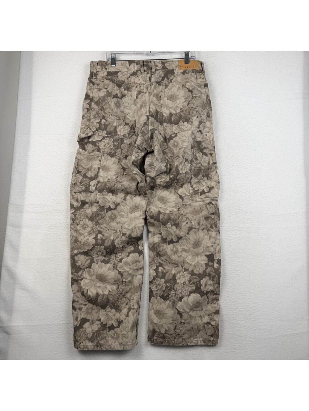 Pacsun Baggy 34x32 Floral AOP Carpenter Cargo Jeans Brown Wide Leg Skater Y2K - Picture 4 of 9